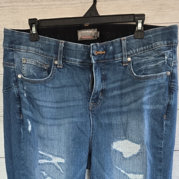 Torrid Blue Distressed Boyfriend Jeans - Picture 2 of 13